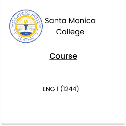 Santa Monica College, ENG 1 (1244), PHILOS 1, English 2