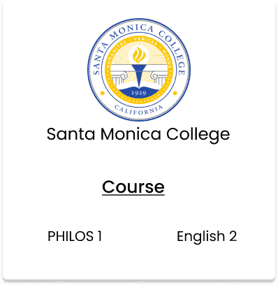 Santa Monica College, PHILOS1, ENGLISH2