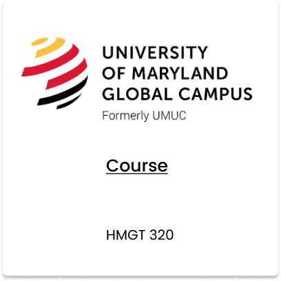 University of Maryland Global Campus, HMGT 320, HMGT 310